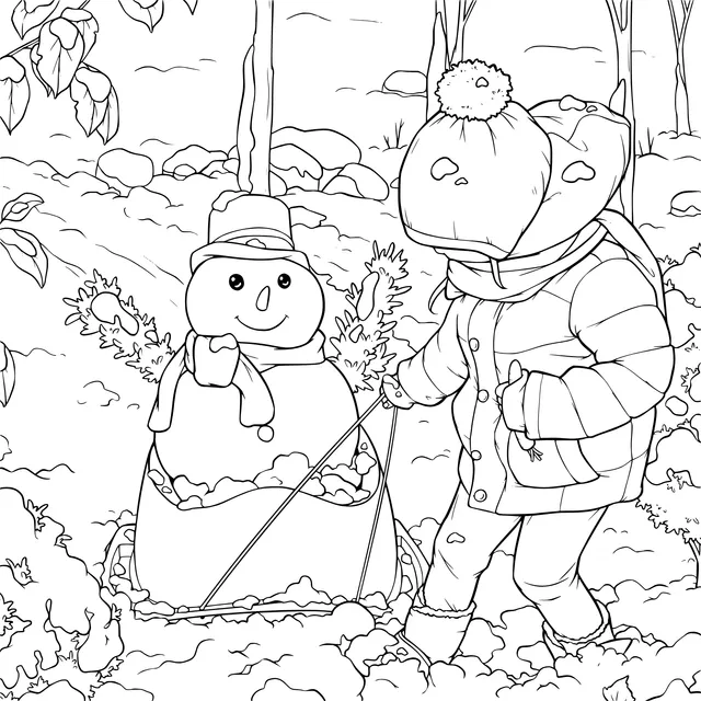 Winter Snowman - building Scene