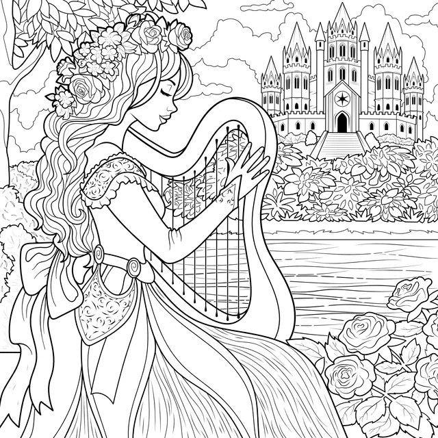 Princess Playing the Harp