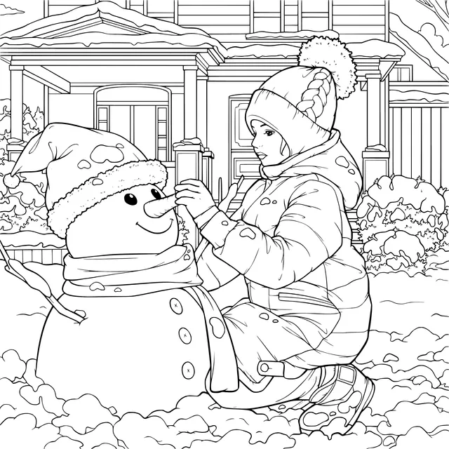 Winter Snowman - building Scene