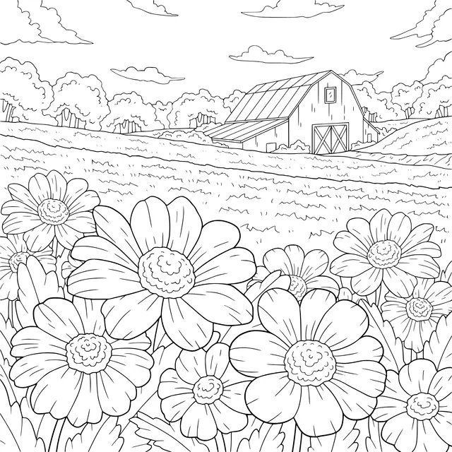 Flower - filled Pastoral Scene