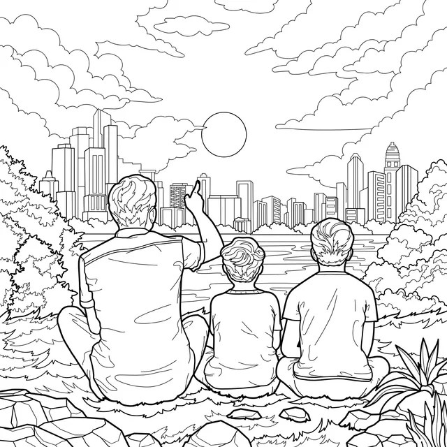 Family Enjoying the Sunset View