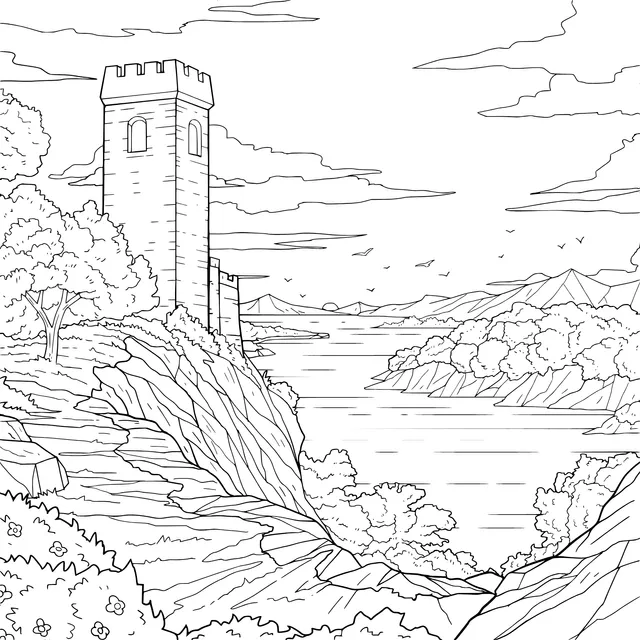 Beautiful Scenery of Tower by the River