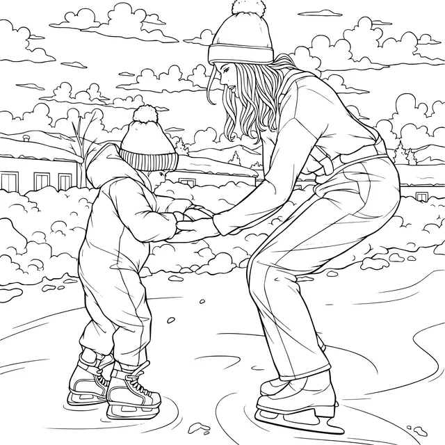 Parent - child Ice - skating Moment