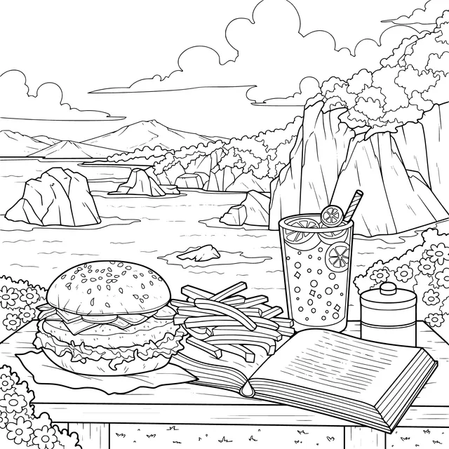 Food and Reading Time by the Sea