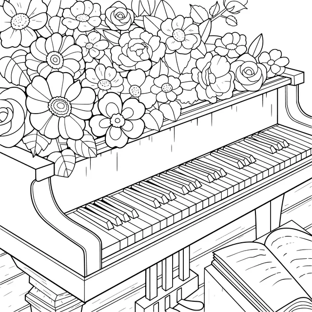 Piano Adorned with Flowers
