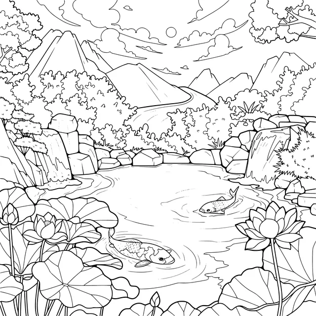Koi Pond at Sunset