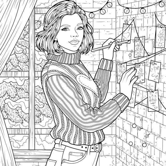 Woman sticking sticky - notes