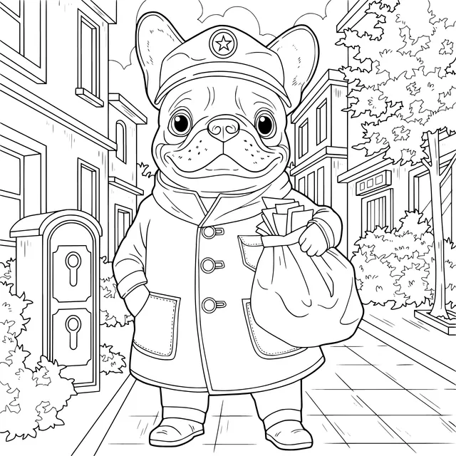 Cute French Bulldog Postman