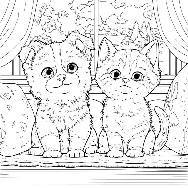 Adorable Pets by the Window