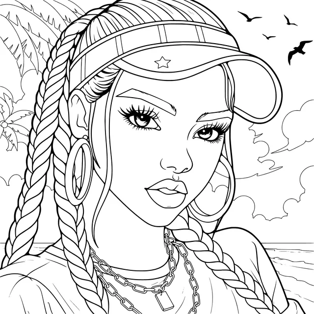 Fashionable Girl by the Beach