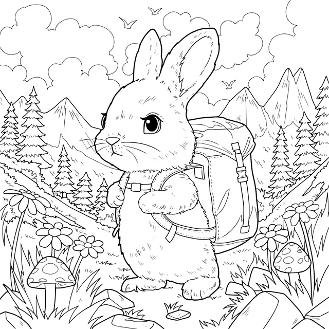 A Bunny's Outdoor Adventure with a Backpack