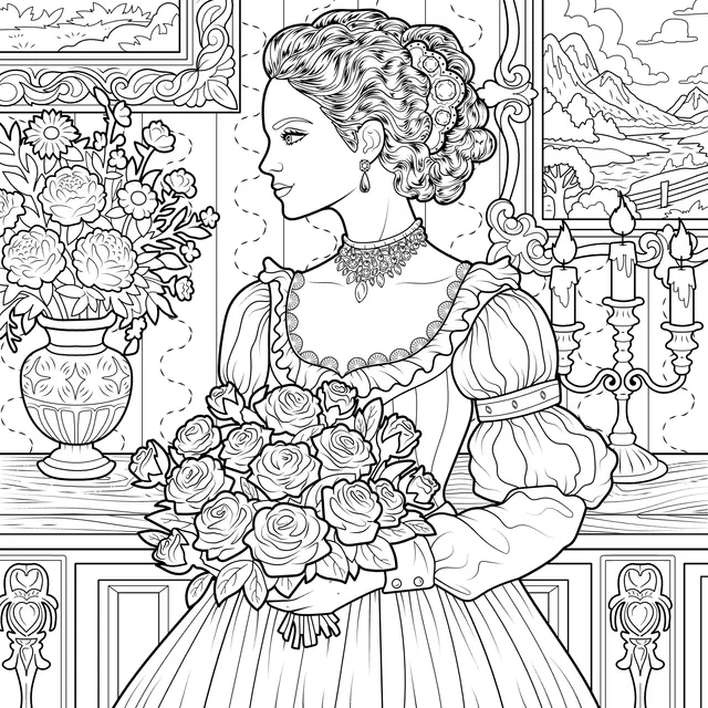 Elegant Lady Holding Flowers