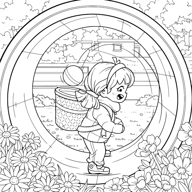 Girl walking in a pipe