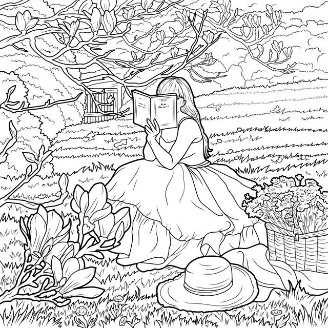 Woman Reading in the Garden