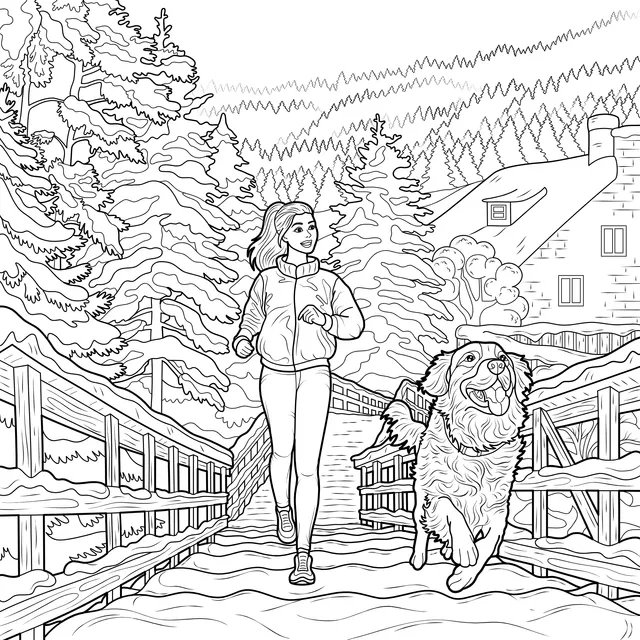 Winter Dog - walking Scene