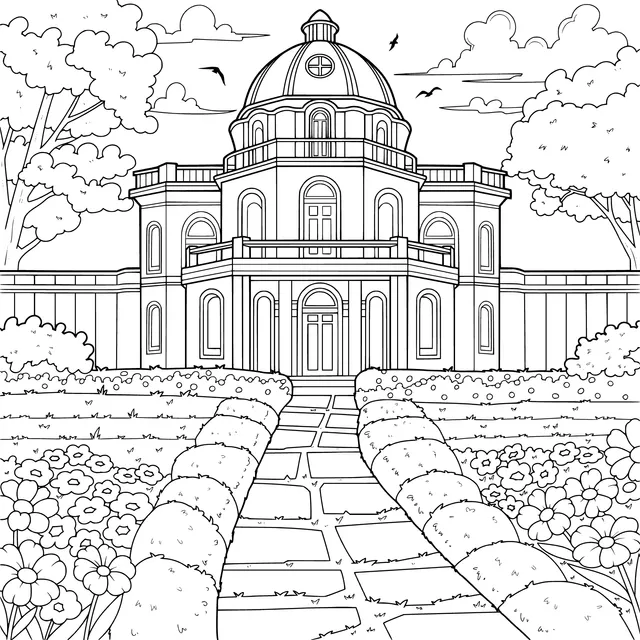 Elegant Building in a Dreamy Garden