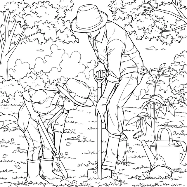 Parent - child Tree - planting Scene