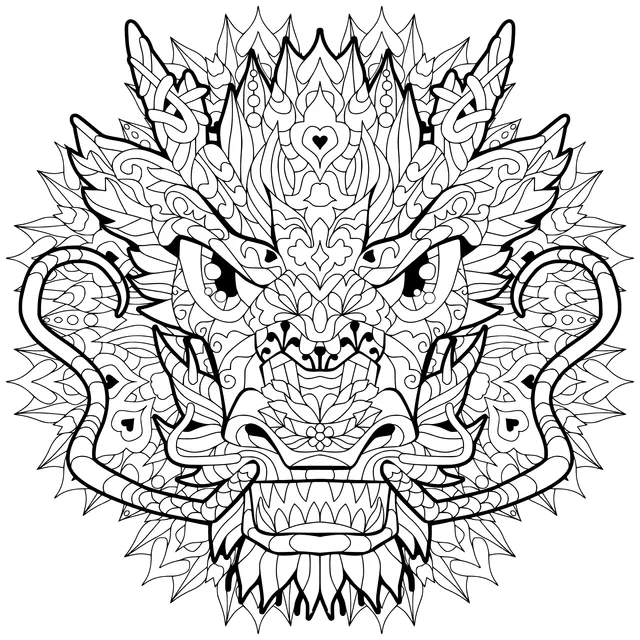 Colorful Dragon Head Pattern