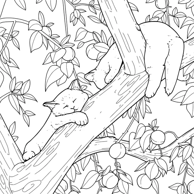 Cats Sleeping on a Tree