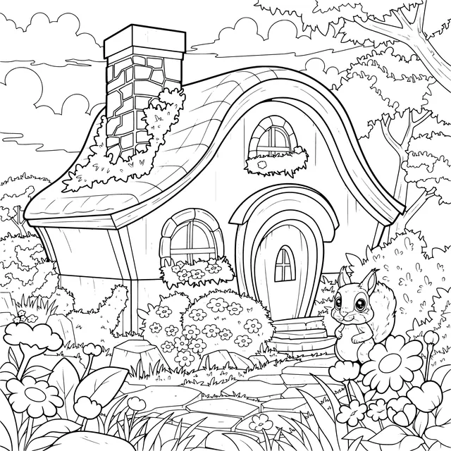 Fairytale Cottage and Squirrel