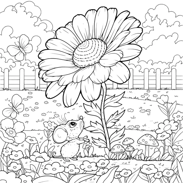 A Little Mouse in the Flower Field