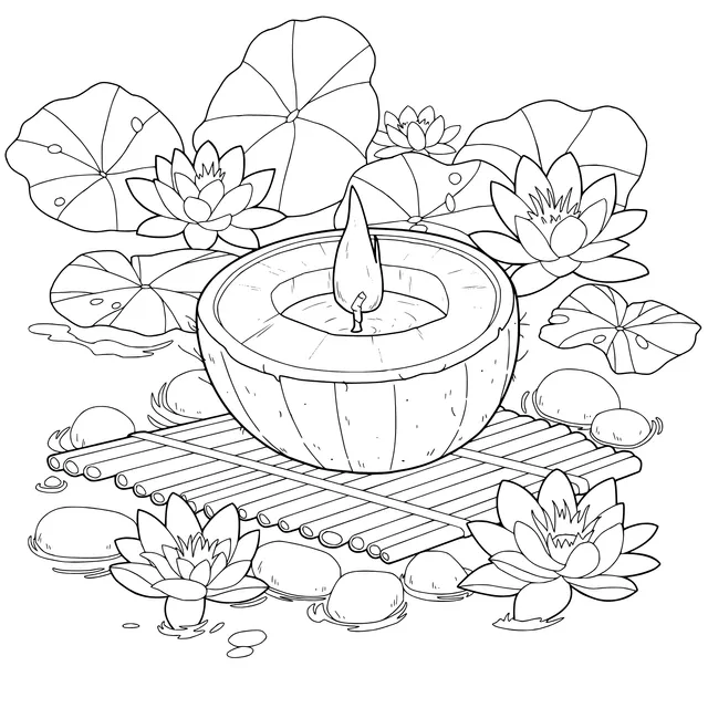 Candle - flame in the Lotus Pond