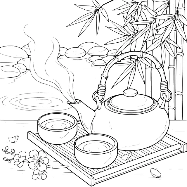 Tea - ceremony Scene in Bamboo Grove