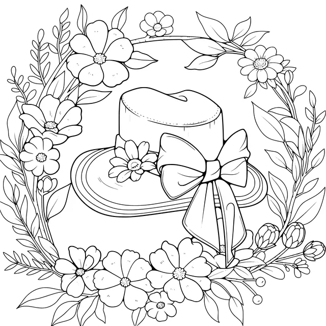 Hat in a Flower Wreath