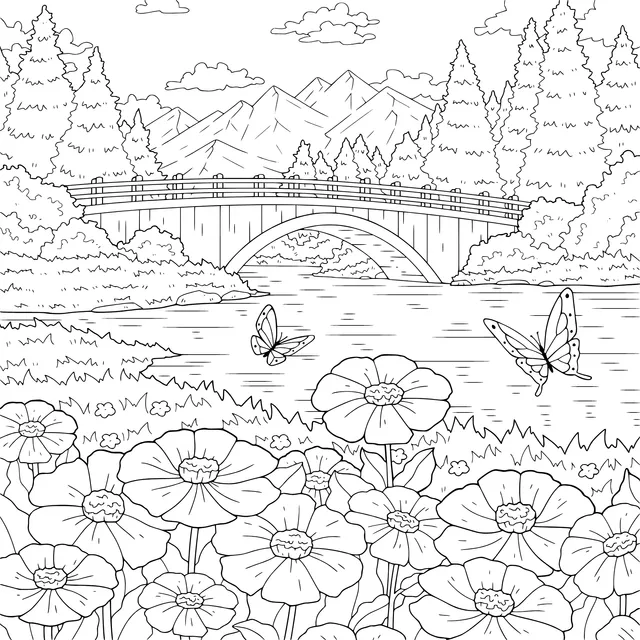 Beautiful Scenery by the Bridge
