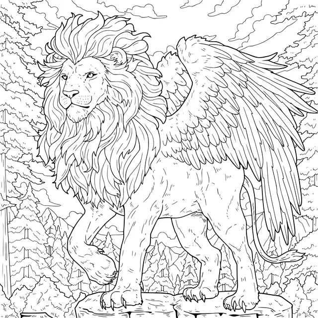 Fantasy Lion with Wings