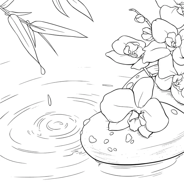 Orchids by the Water Scene