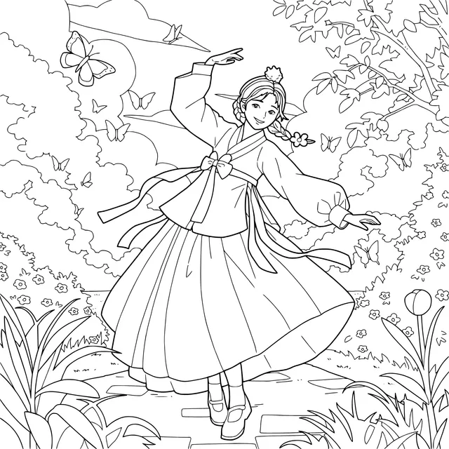 Han - bok Girl Dancing Gracefully