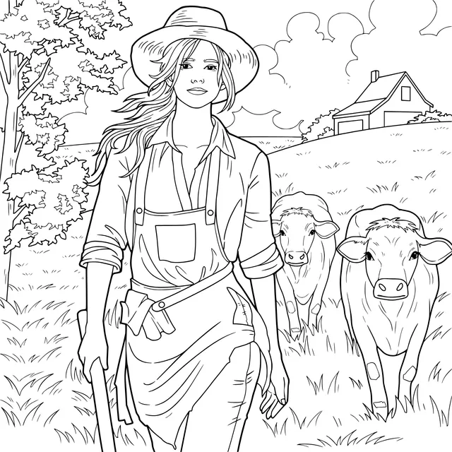 Woman in Pastoral Scenery