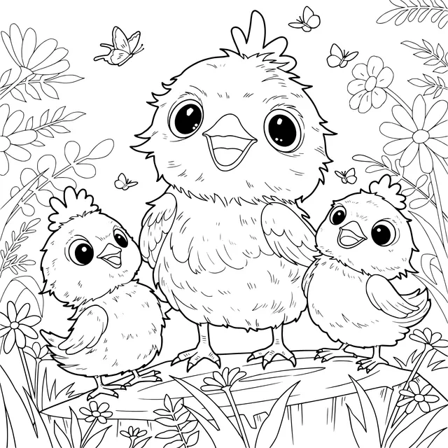 Cute Chick Family