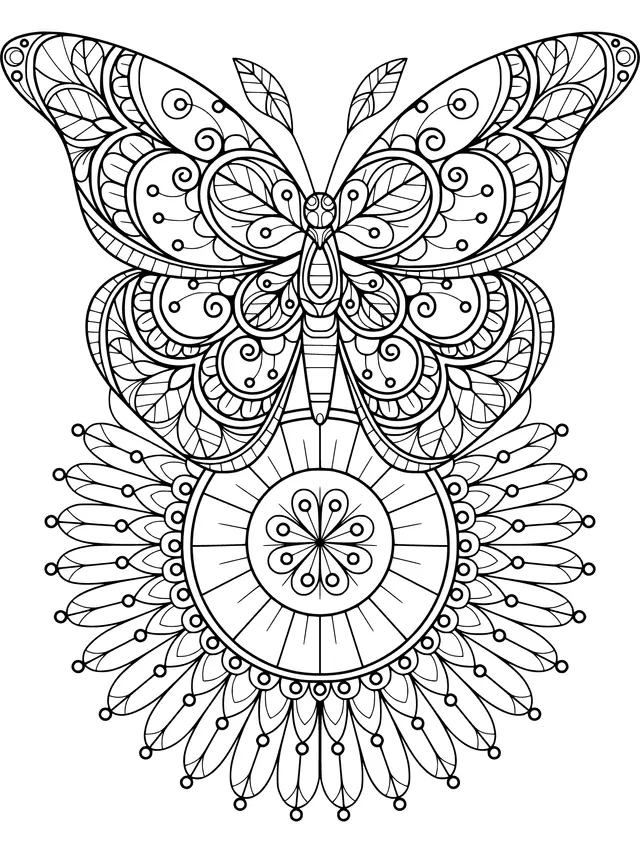 Colorful Butterfly and Mandala Pattern