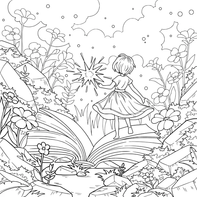 Girl on the Magical Book Page