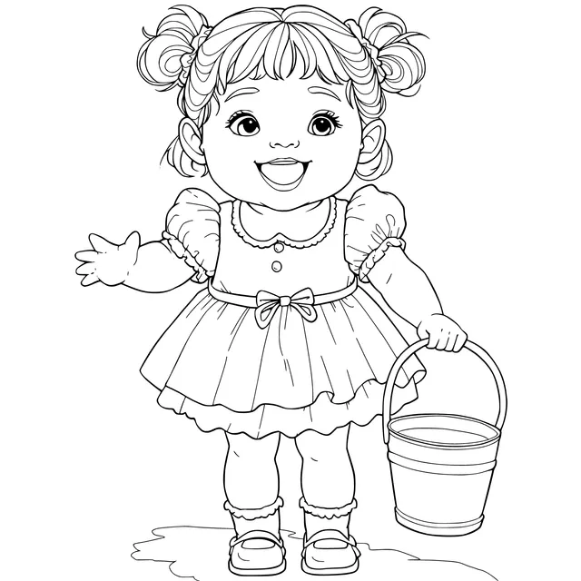 Cute Little Girl with a Bucket