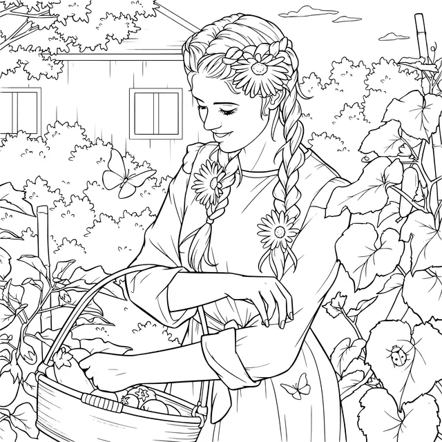 Girl Picking Fruits in the Countryside