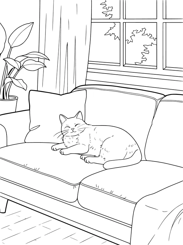 Cat on the Cozy Sofa