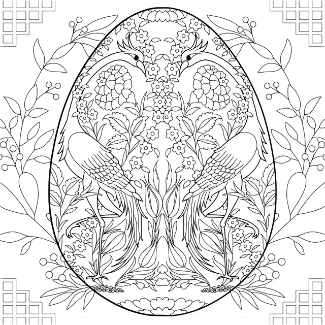Two - Phoenix and Flower Egg Pattern