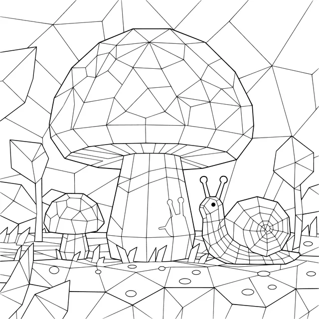 Mushrooms and Snail