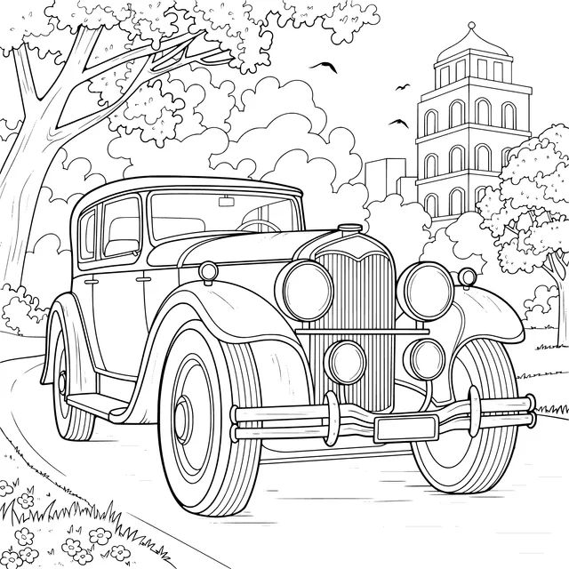 Vintage Car Landscape