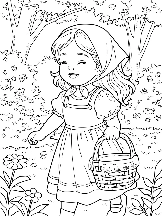 Flower - picking Girl in the Forest