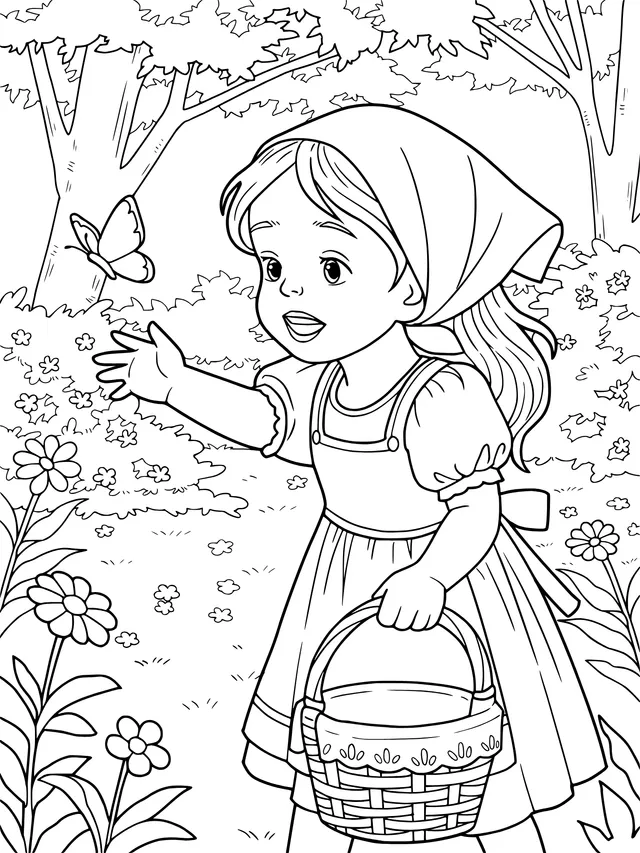 Girl and Butterfly in the Forest