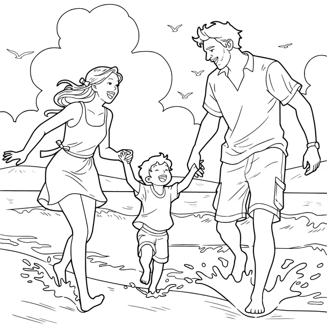 Happy Family by the Seaside