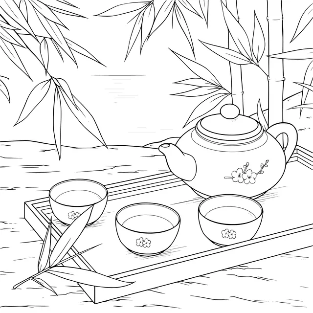 Tea Set in Bamboo Grove
