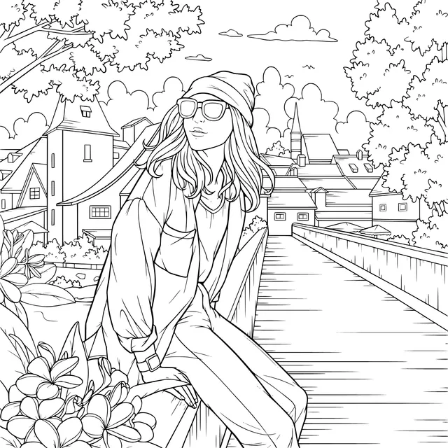 Woman Resting on a Bridge