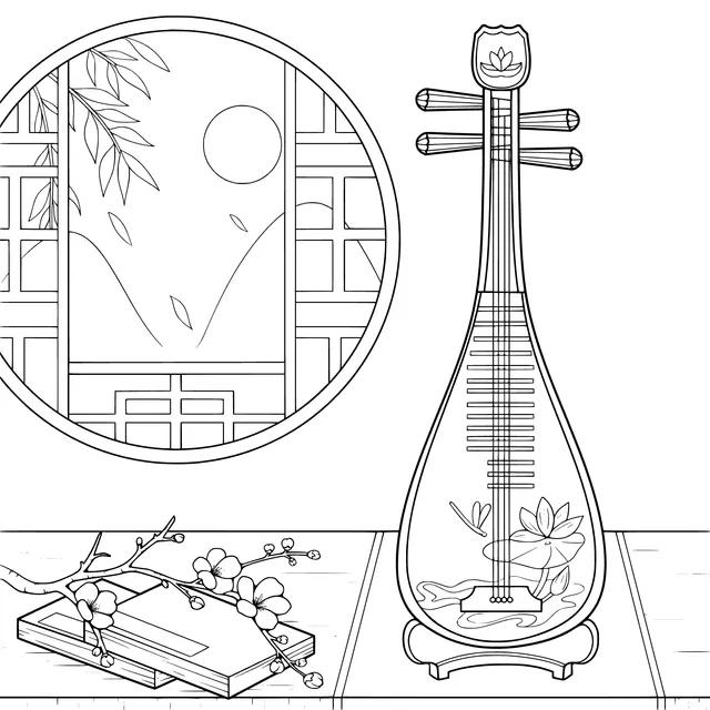 Chinese Classical Musical Instrument and Scenery