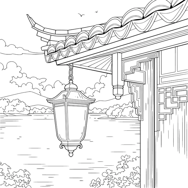 Scenery of an Ancient Pavilion by the Lake