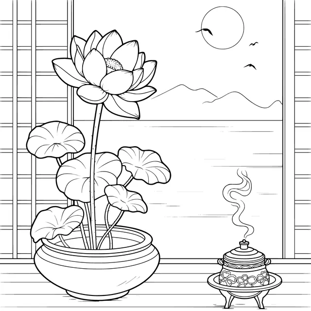 Lotus Scene by the Window